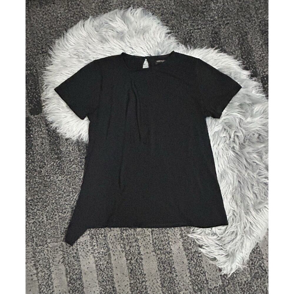 Banana Republic Women's Ruffle Front‎ Black Top Size Medium